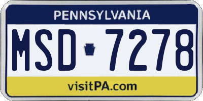PA license plate MSD7278