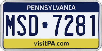 PA license plate MSD7281