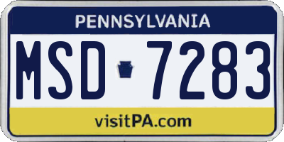 PA license plate MSD7283