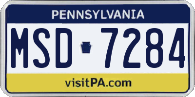 PA license plate MSD7284