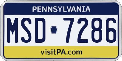 PA license plate MSD7286