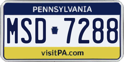 PA license plate MSD7288