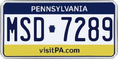 PA license plate MSD7289