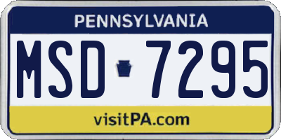 PA license plate MSD7295