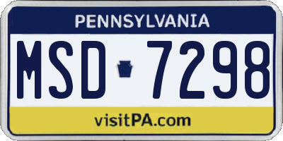 PA license plate MSD7298