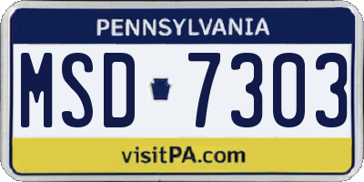 PA license plate MSD7303