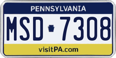 PA license plate MSD7308