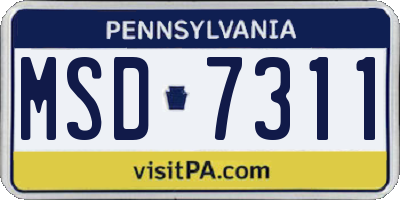 PA license plate MSD7311