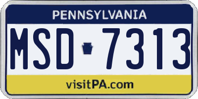 PA license plate MSD7313