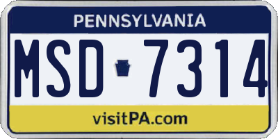 PA license plate MSD7314