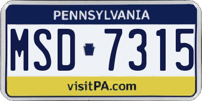 PA license plate MSD7315