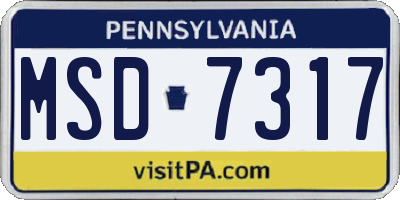 PA license plate MSD7317