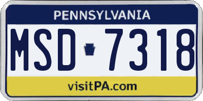 PA license plate MSD7318