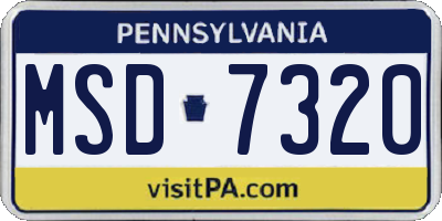 PA license plate MSD7320