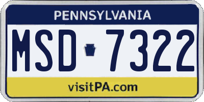 PA license plate MSD7322