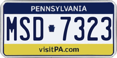 PA license plate MSD7323