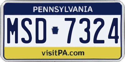 PA license plate MSD7324