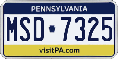 PA license plate MSD7325