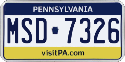 PA license plate MSD7326