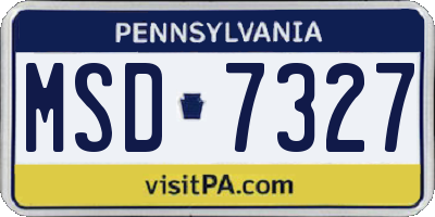 PA license plate MSD7327