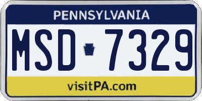 PA license plate MSD7329