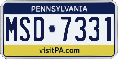 PA license plate MSD7331