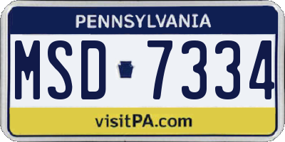 PA license plate MSD7334