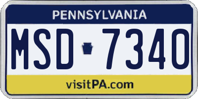 PA license plate MSD7340