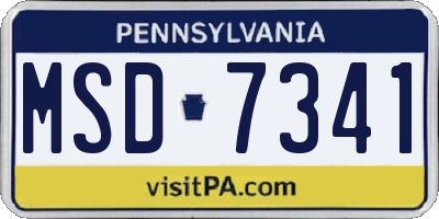 PA license plate MSD7341