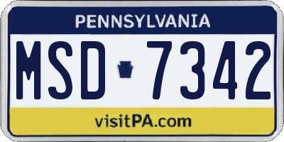 PA license plate MSD7342
