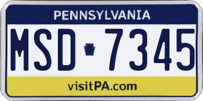 PA license plate MSD7345