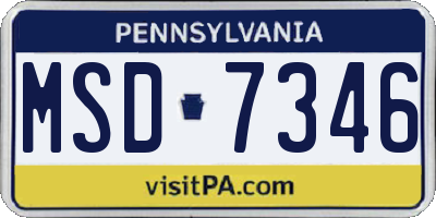PA license plate MSD7346