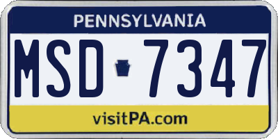 PA license plate MSD7347