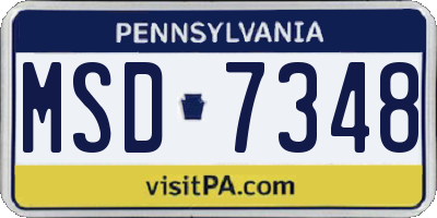 PA license plate MSD7348