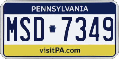 PA license plate MSD7349