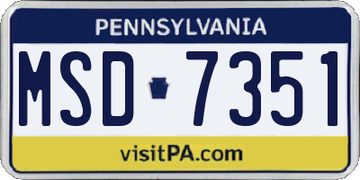 PA license plate MSD7351