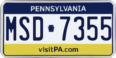 PA license plate MSD7355
