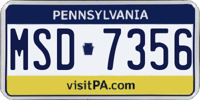 PA license plate MSD7356