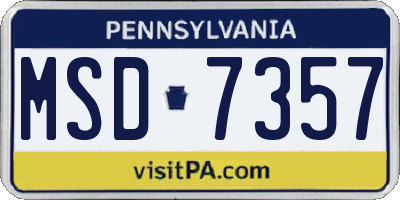 PA license plate MSD7357