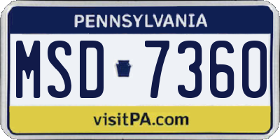 PA license plate MSD7360