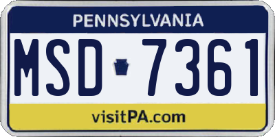 PA license plate MSD7361