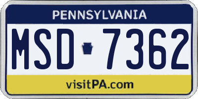 PA license plate MSD7362