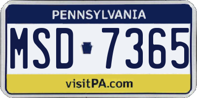 PA license plate MSD7365