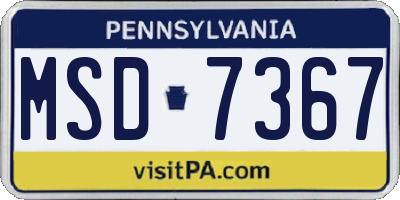 PA license plate MSD7367