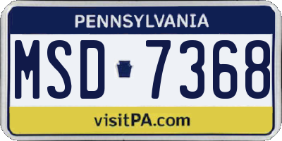 PA license plate MSD7368