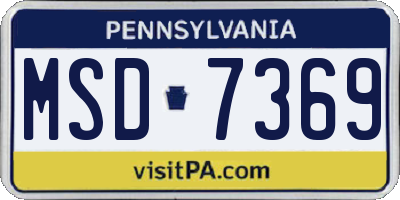 PA license plate MSD7369