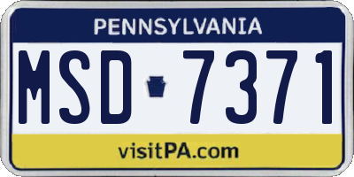 PA license plate MSD7371
