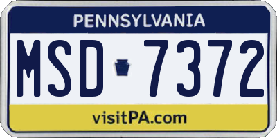 PA license plate MSD7372