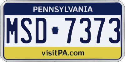 PA license plate MSD7373