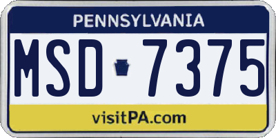 PA license plate MSD7375